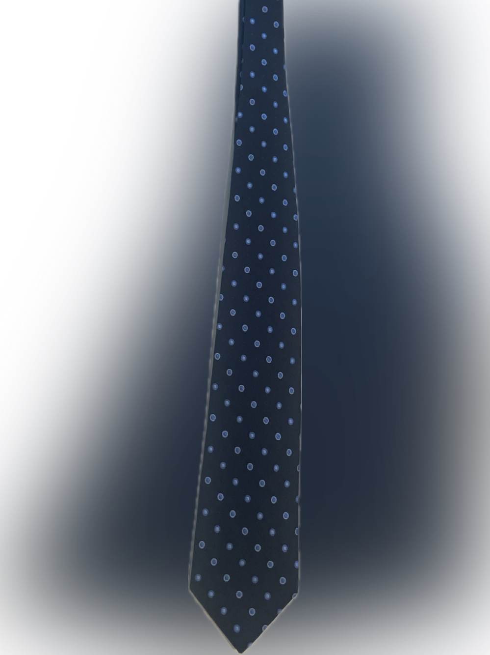 Classic Navy Polka Dot Silk Tie - Navy with Light Blue Dots